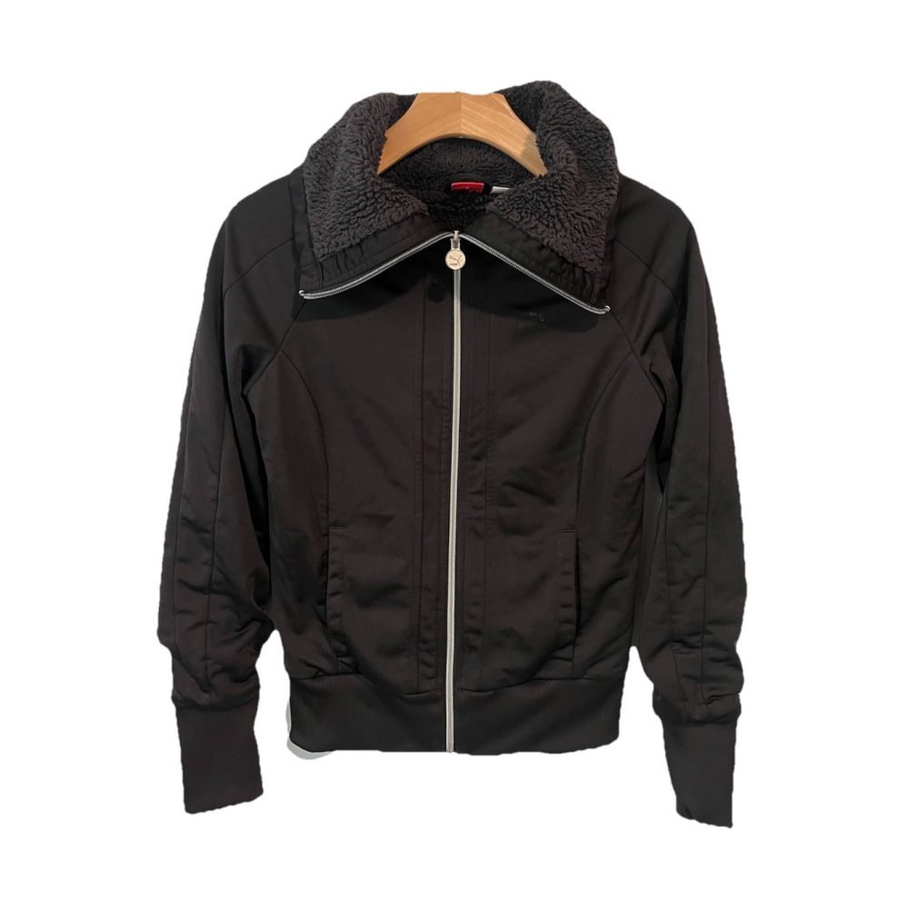 Puma Full Zip Bomber Track Jacket Black Sherpa Small